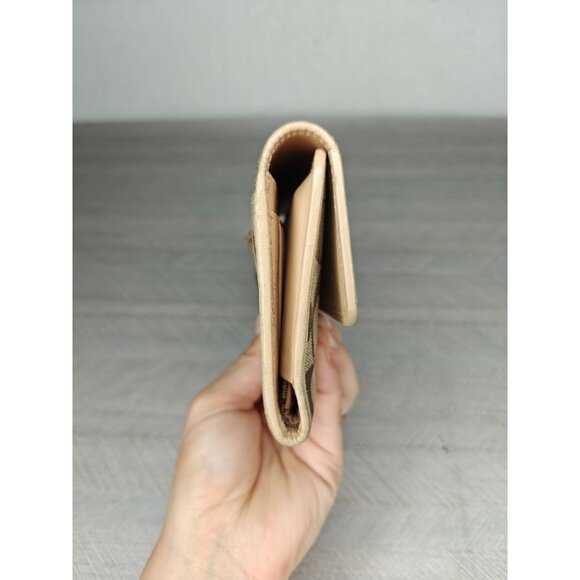 Coach Signature Canvas Women's Leather Wallet Checkbook Beige Brown - Picture 9 of 12